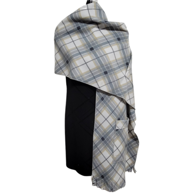 Gray Plaid Fleece Wrap