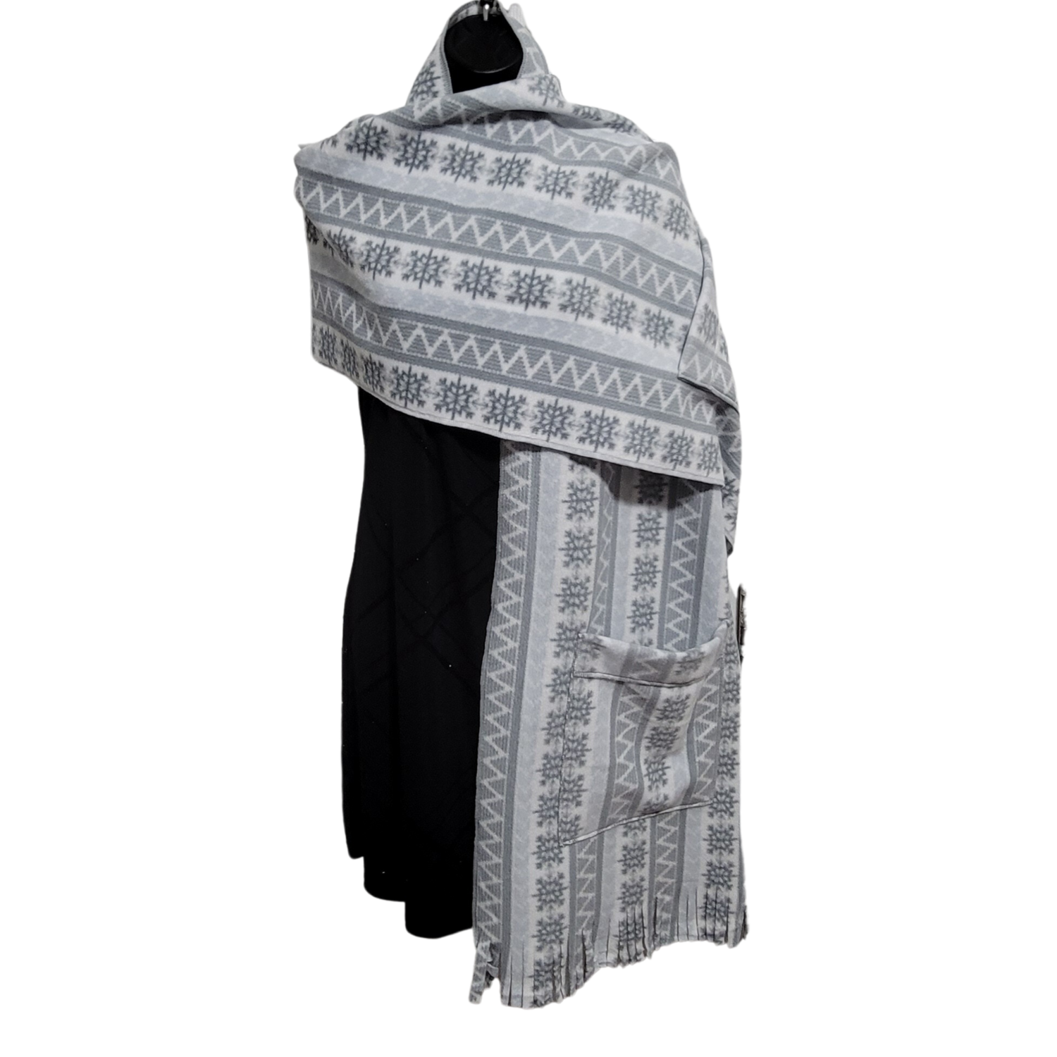 Light Stripe Gray Fleece Wrap