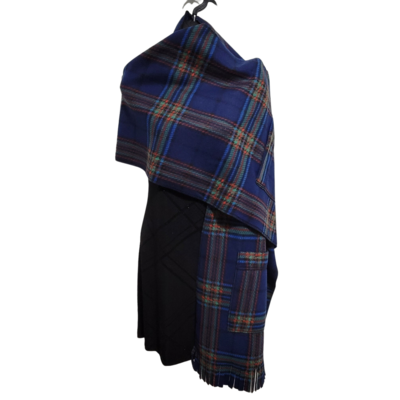 Blue and Green Plaid Fleece Wrap