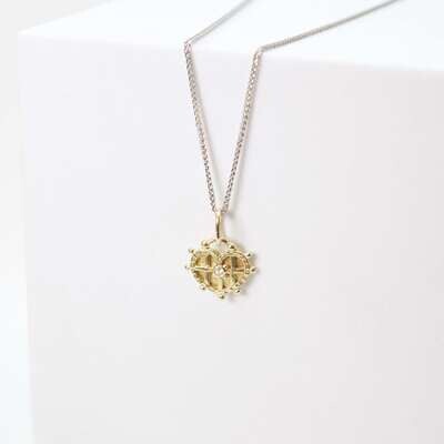Crossed Heart Pendant, Diamond, 18K Crossed Heart Pendant, Diamond, 18K