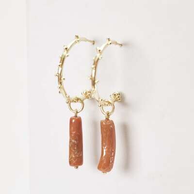 Long Natural Mediterranean Coral Drops, 18K Gold Long Natural Mediterranean Coral Drops, 18K Gold