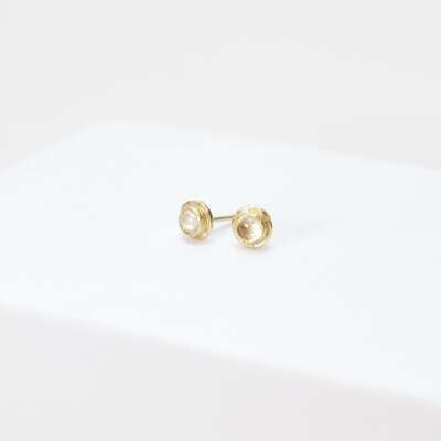 “Ana” Framed 5Mm Rainbow Moonstone, 18K “Ana” Framed 5Mm Rainbow Moonstone, 18K