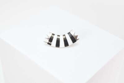 Small Stripy Crown Pin, Black & White Small Stripy Crown Pin, Black & White