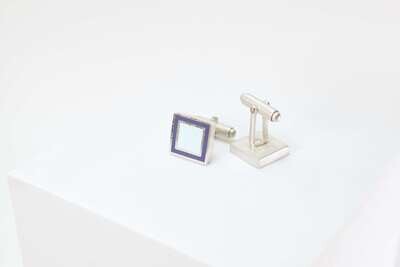 Square Cufflinks, Navy & Pale Blue Square Cufflinks, Navy & Pale Blue