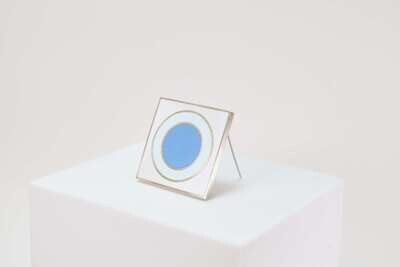 Square Bulls Eye Brooch, White, Pale Blue & Turquoise
