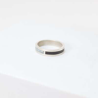 2 Colour Band Ring, Black & Grey