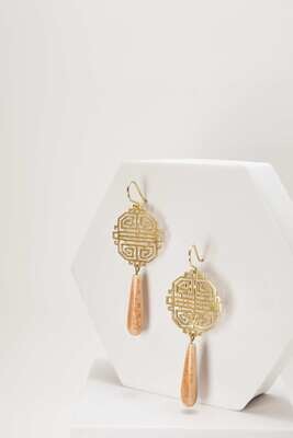 Hoi An Windows Earrings, Spiny Oyster Shell Drops, Gold Plated Sterling Silver Hoi An Windows Earrings, Spiny Oyster Shell Drops, Gold Plated Sterling Silver