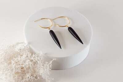 Onyx with 14K Gold Hoops, Large