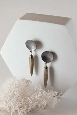 Long Pyrite Drop Earrings, Oxidized Sterling Silver, Small