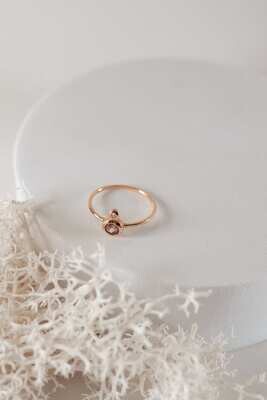14K Rose Gold Zircon And Diamond Ring