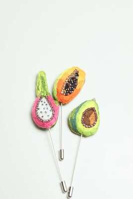 Hand Embroidered Fruit Broach