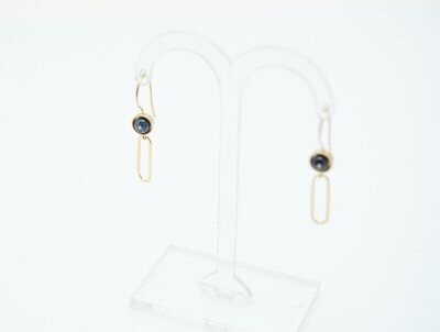 Sapphire Paperclip Drop Earrings 18K Gold