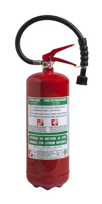 Foam fire extinguisher to stop the combustion of a lithium battery Liters 6 - 27 A 233 B 40 F - Code BGMOUPORL6SIS62 - UNI EN 3-7 - PED 2014/68/UE