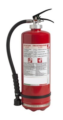 Foam extinguisher 6 liters - 43A 233B 40F - Code BGMOUPORL6SIS64 - UNI EN 3-7 - Stainless steel AISI304