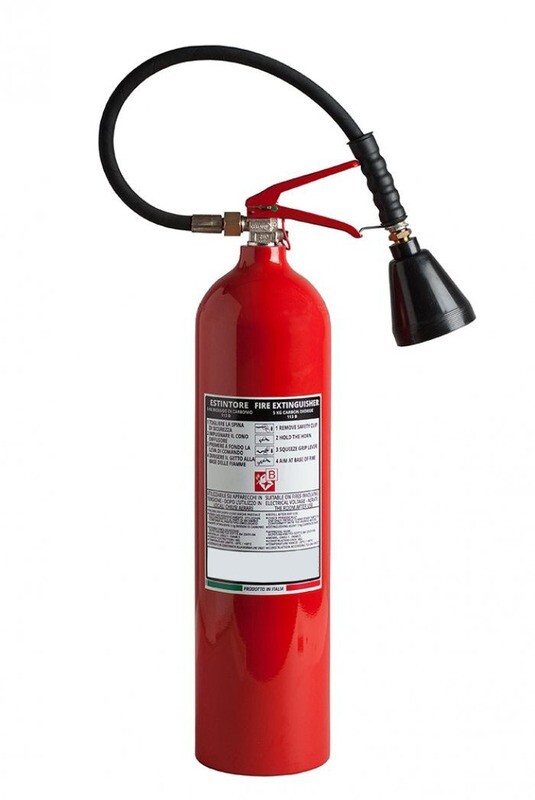 Estintore a CO2 kg 5 - 113B - Codice BGCO2PORKG5SIS89 - UNI EN 3-7  - Serbatoio in Alluminio