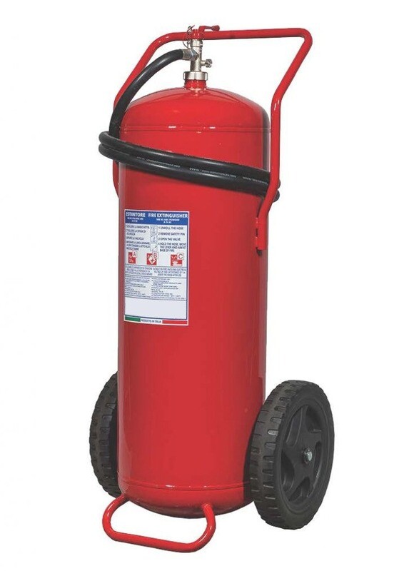Estintore carrellato a polvere kg 100 - A IV B C - Codice BGPOWWHEKG100SIS13 - MED 2014/90/UE