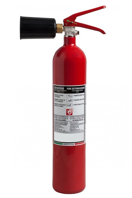 Estintore a CO2 kg 2 - 34B - Codice BGCO2PORKG2SIS113 - UNI EN 3-7 - PED 2014/68/UE - MED 2014/90/UE