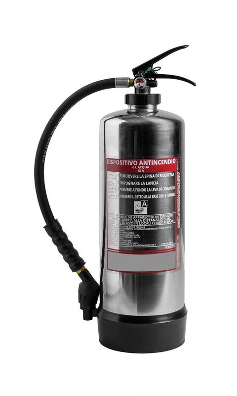 Estintore ad acqua Litri 6 - 13 A - Codice BGWATPORL6SIS2 - UNI EN 3-7 - In acciaio Inox AISI 304