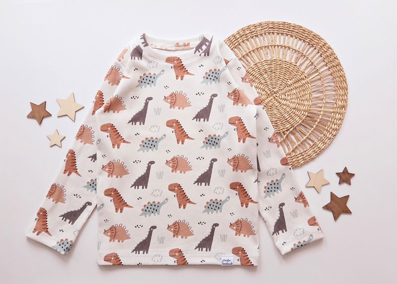Longsleeve | Dinosaurus ecru | Ribjersey