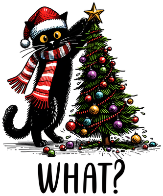 Cat with Christmas tree