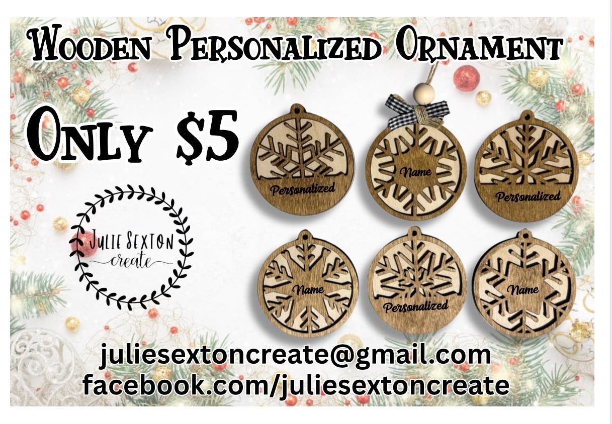 Wooden Personalized Ornament Snowflake