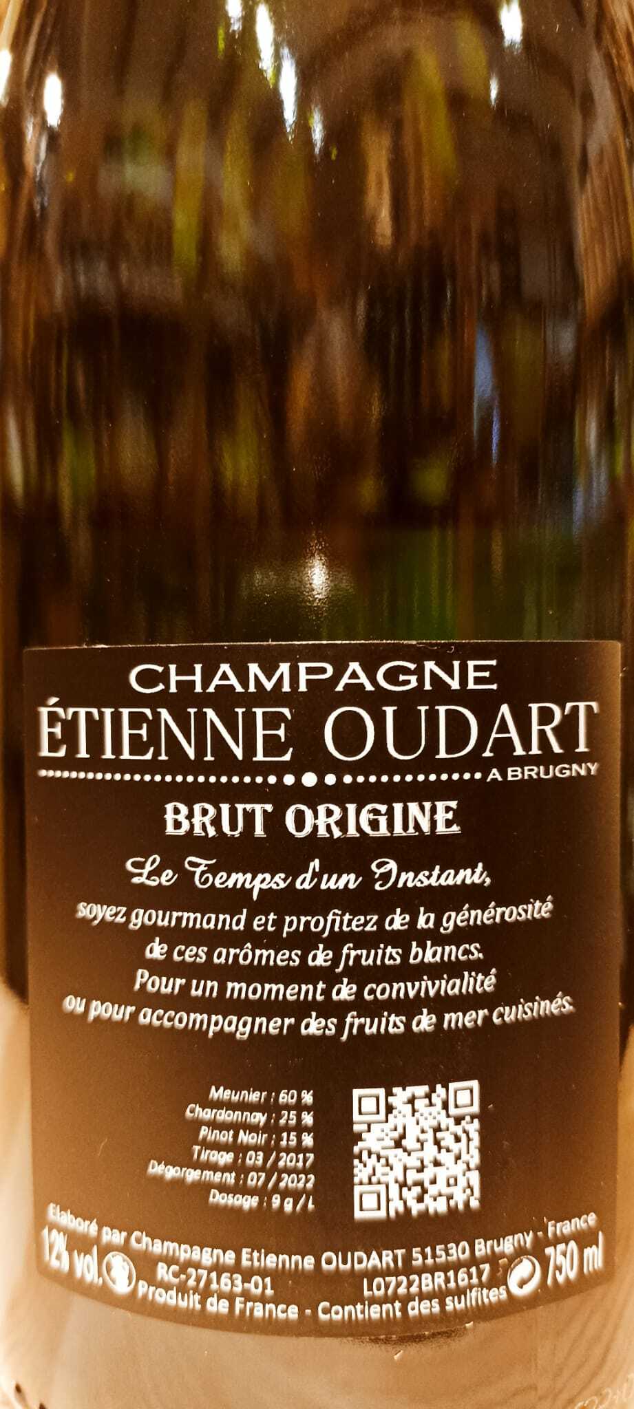Champagne Etienne Oudart Brut Origine - R.M. à Brugny - France - 0,75 L