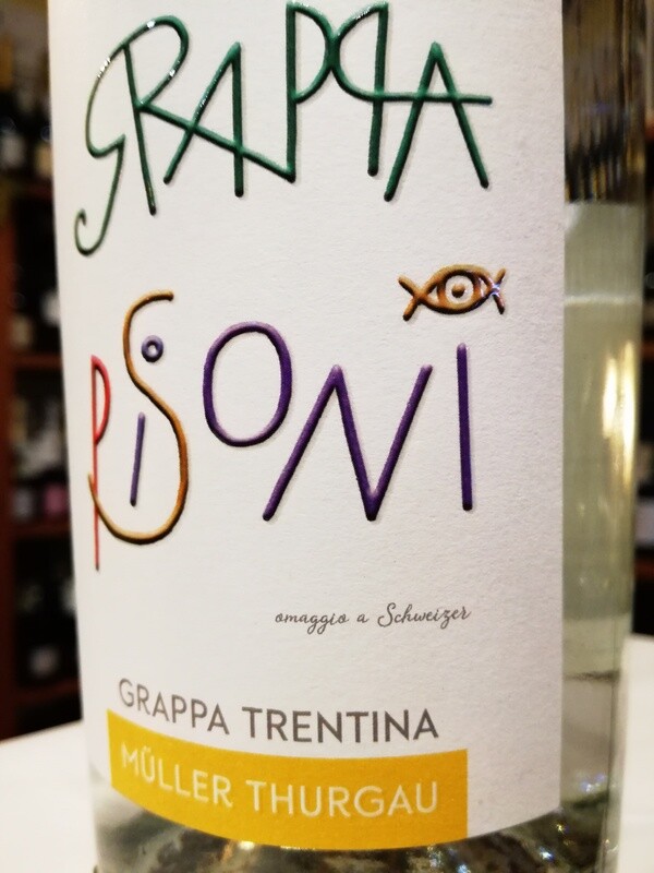 GRAPPA TRENTINA DI MULLER THURGAU 43 GRADI VOL. DISTILLERIA PISONI IN PERGOLESE DI MADRUZZO TN