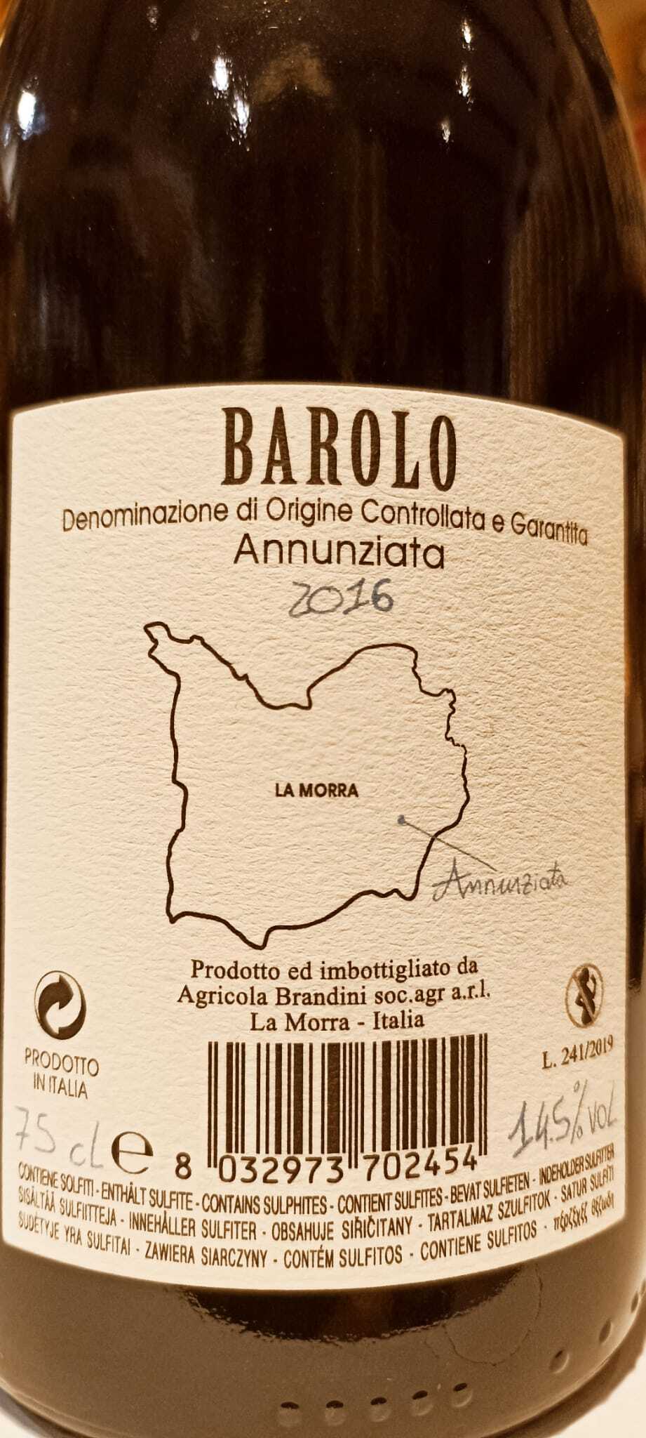 Barolo D.o.c.g. Millesimato Annunziata - Az. Agr. Brandini La Morra - 0,75 L