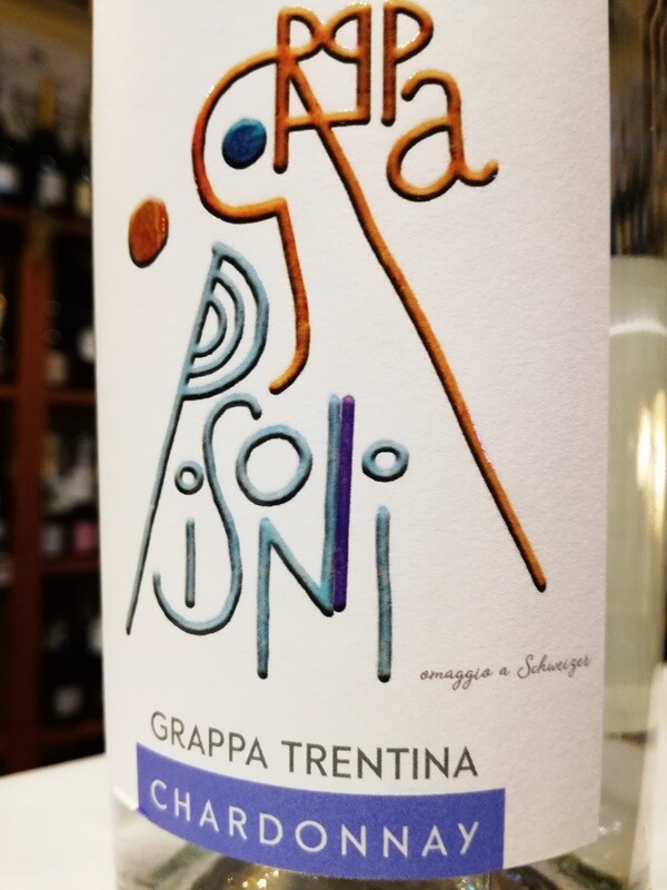 GRAPPA TRENTINA DI CHARDONNAY 43 GRADI VOL. DISTILLERIA PISONI IN PERGOLESE DI MADRUZZO TN