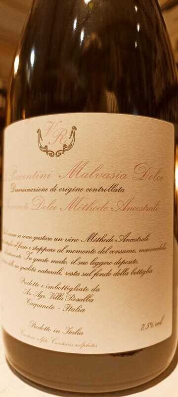 Spumante Malvasia Dolce D.o.c. Metodo Ancestrale Millesimato - Az. Agr. Villa Rosalba (Carpaneto) - 0,75 L