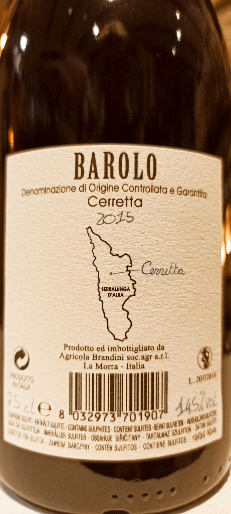 Barolo D.o.c.g. Cerretta 2015 - Az. Agr. Brandini La Morra - 0,75 L