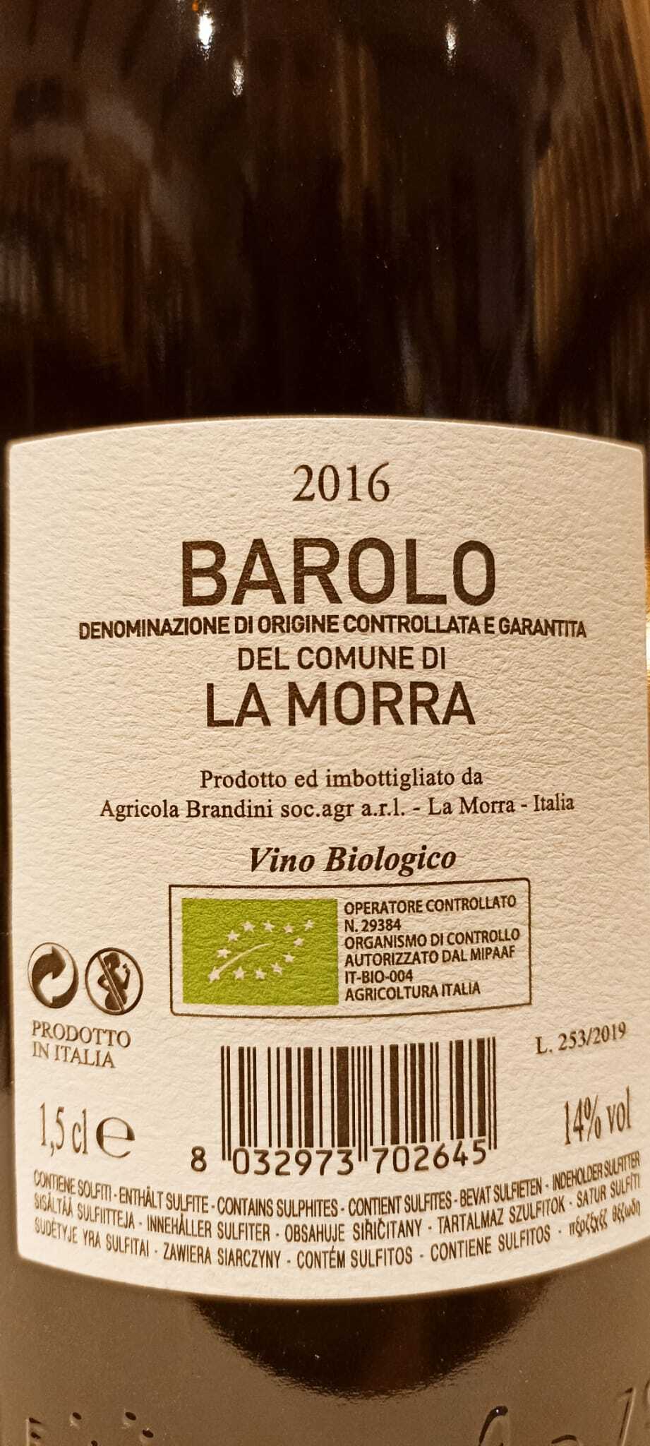 Barolo D.o.c.g. La Morra 2016 Magnum 1,5 L  in cassa di legno - Az. Agr. Brandini La Morra