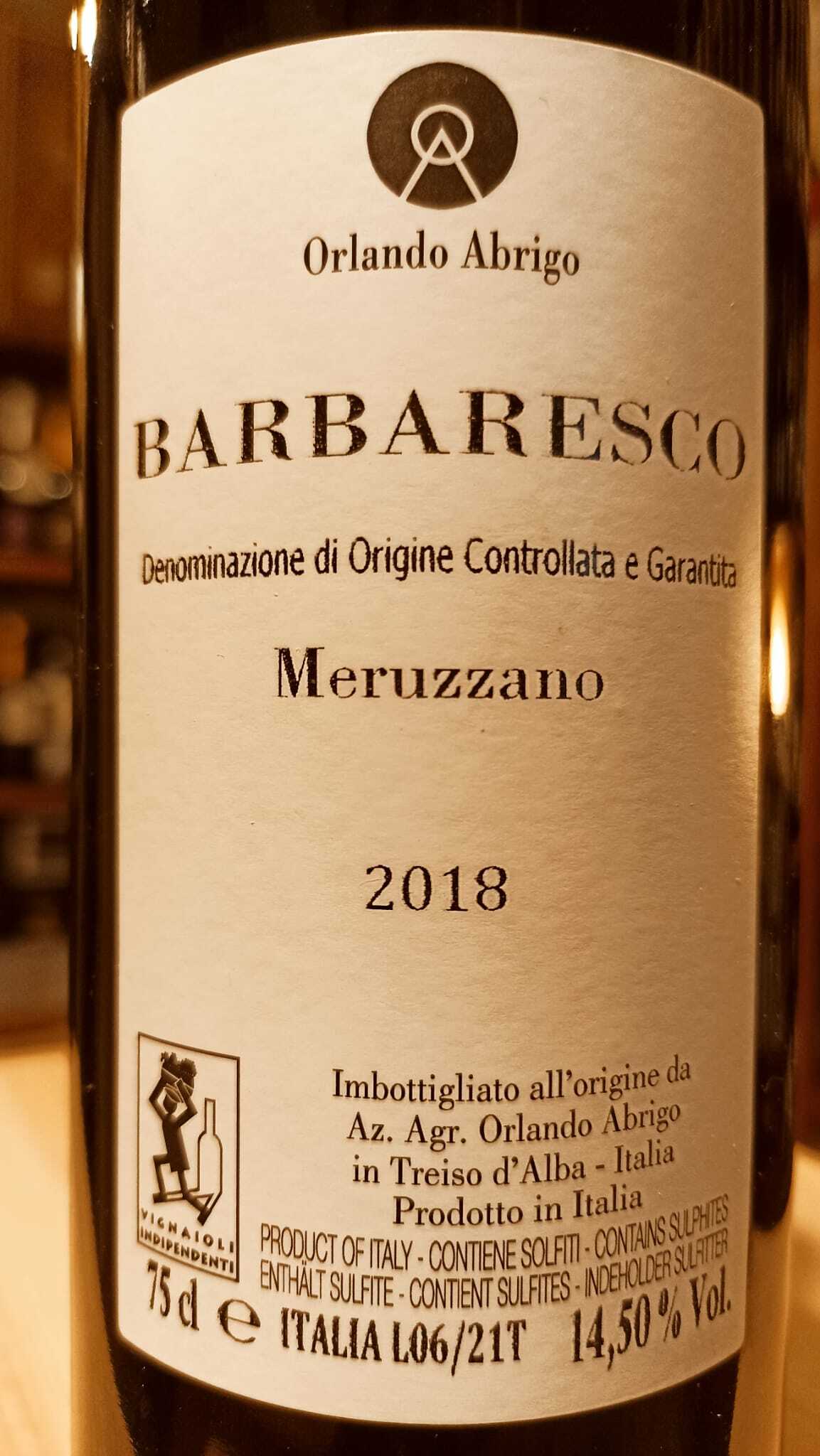 Barbaresco D.o.c.g.  Meruzzano 2018 - Az. Vit. Orlando Abrigo - 0,75 L