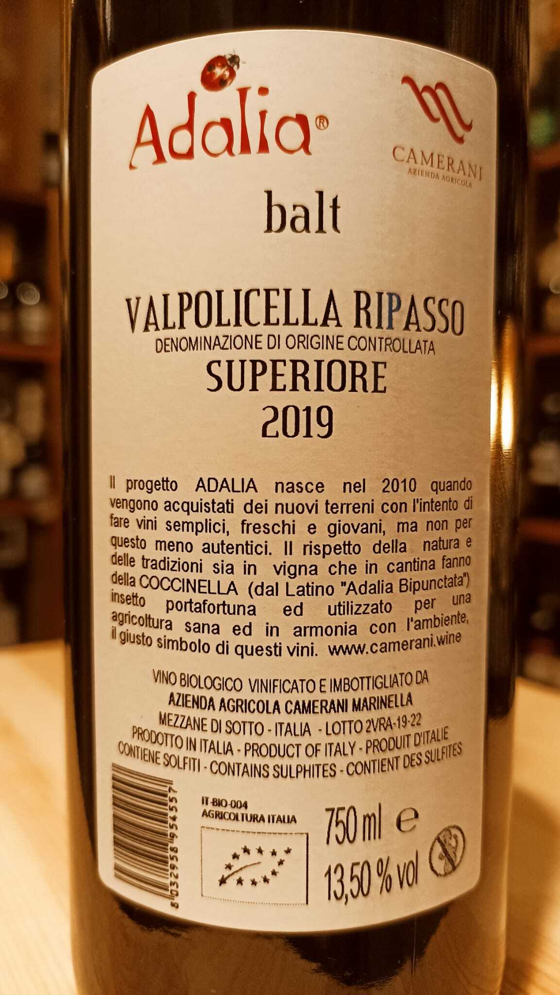 Valpolicella Ripasso Superiore D.o.c. Balt 2019 - Az. Vit. Adalia - 0,75 L