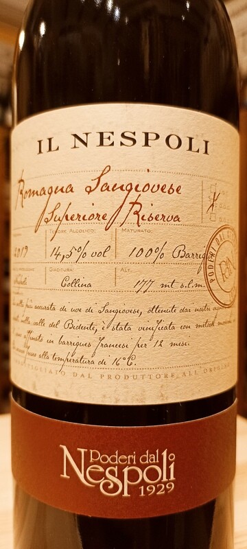 Sangiovese di Romagna Superiore Riserva Il Nespoli Az. Vit. Poderi dal Nespoli 1929