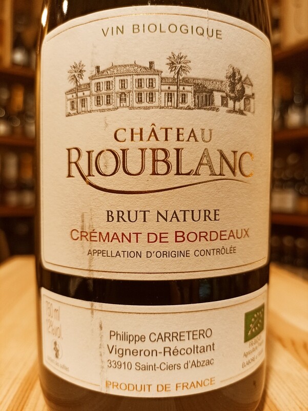 Cremant de Bourdeaux Brut Nature Vin Biologique - Chateau Rioublanc - Saint-Ciers d'Abzac (France) - 0,75 L