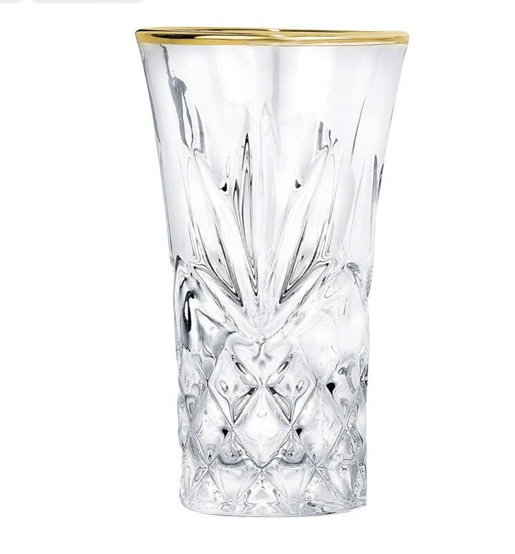 BAHATI INNOVATION 12 Pack Non-Leaded Crystal Shot Glasses With Gold Rim, 2 Oz Shot Glasses.