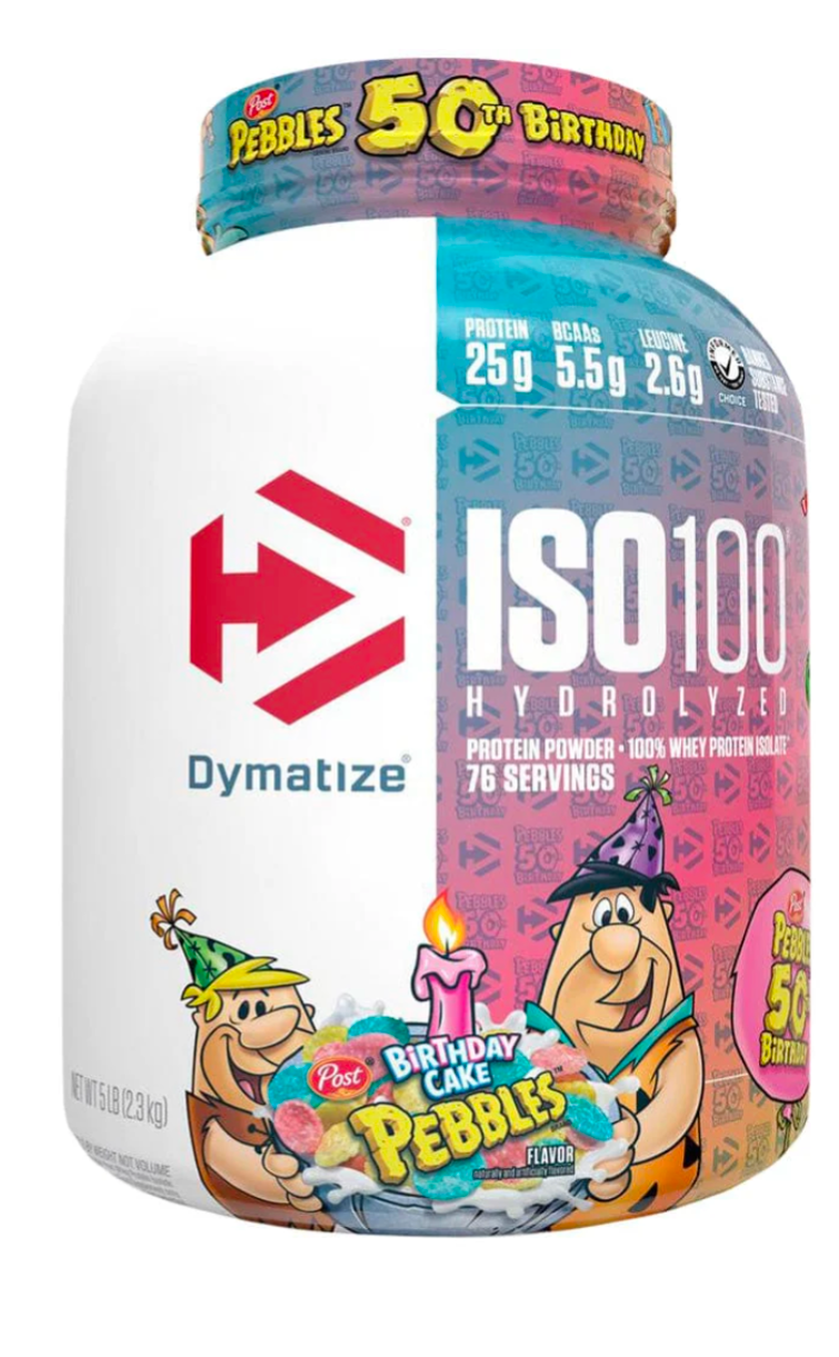 Dymatize ISO 100, 5lbs-  birthday cake pebbles