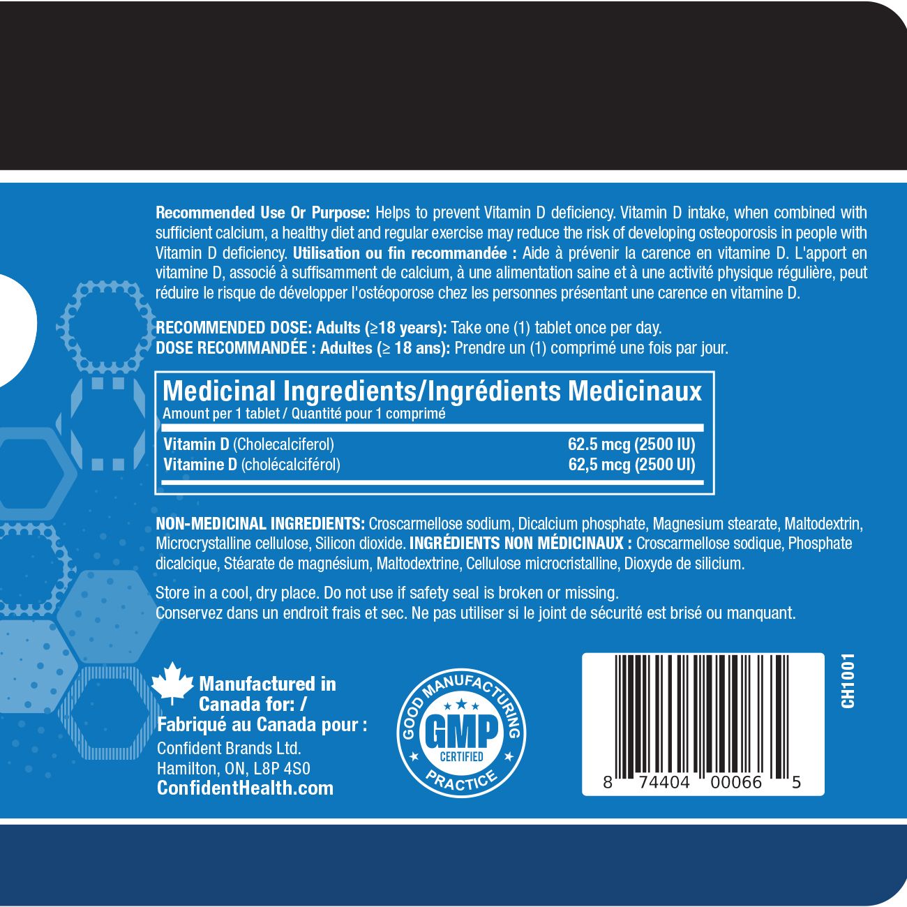 Confident health Vitamin D 2500 IU