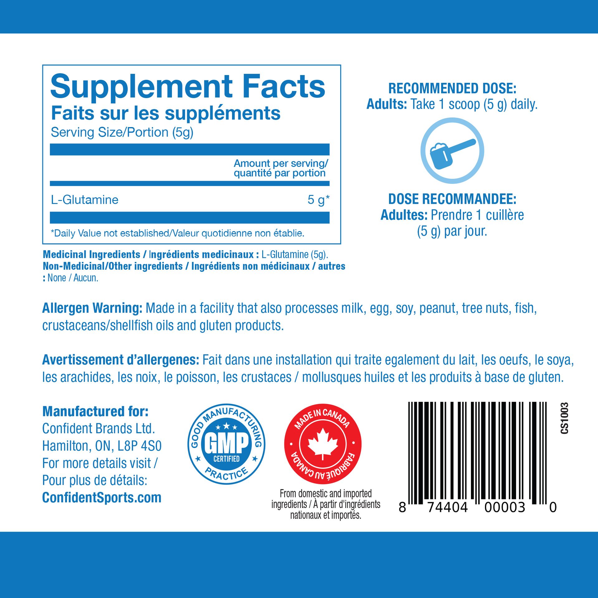 Confident Sport Glutamine 1100g