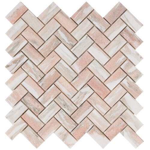 Pink Norwegian Herringbone Mosaic Sheet 280 x 303