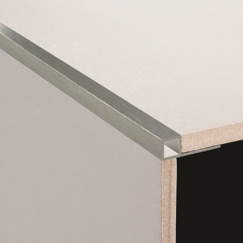 3 Metre Aluminium Angle - Box Square Edge, Finish: Brushed Nickel, Size: 6mm