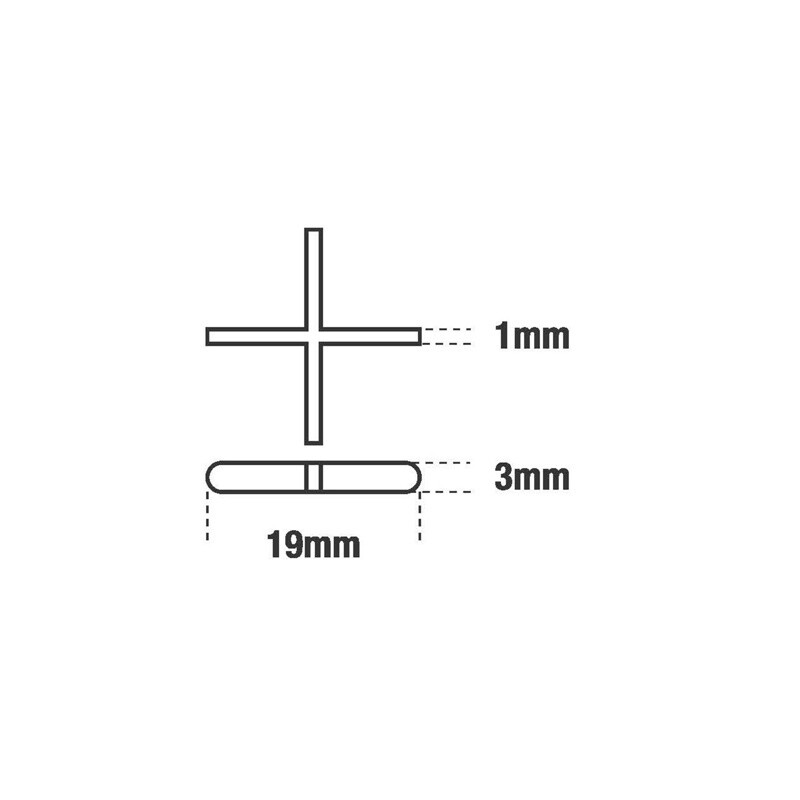 Tile Spacers - Cross Shape, Pack Size: 100, Size: 1mm
