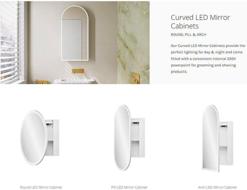 Curved LED Mirror Cabinets