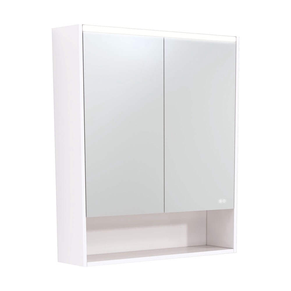 LED Mirror Cabinets WITH DISPLAY SHELF, Colour: Gloss White, Size: 750mm