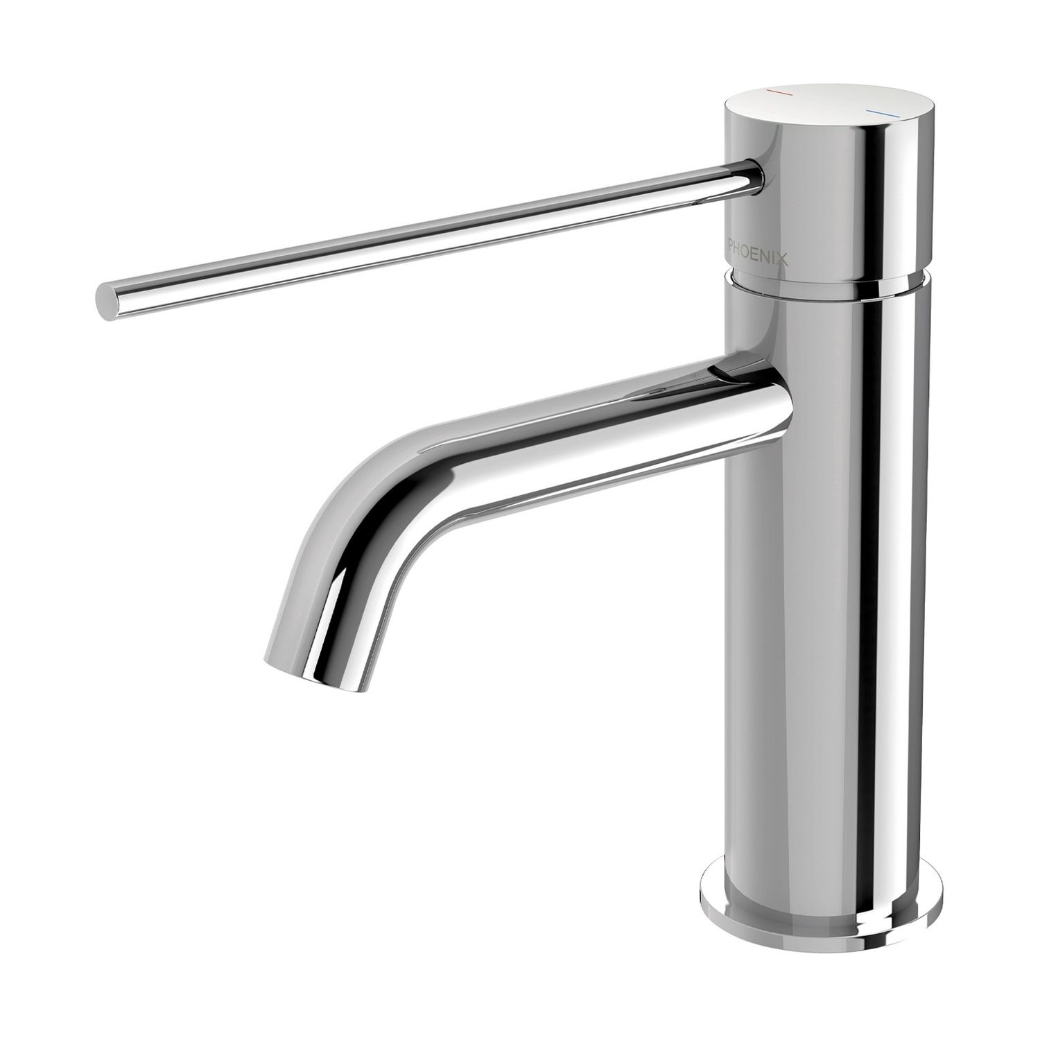 Vivid Slimline Basin Mixer Curved Outlet with Extended Lever, Colour: Chrome