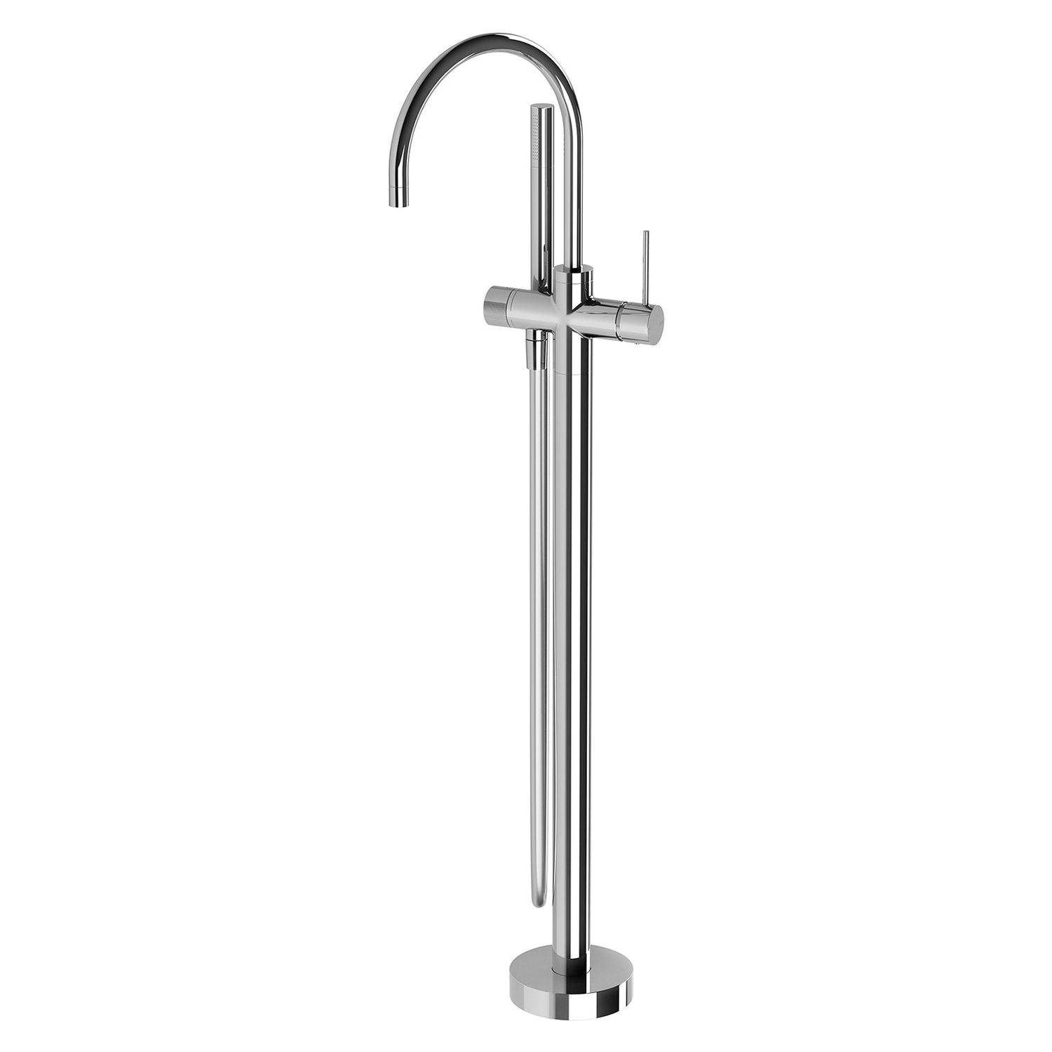 Vivid Slimline Floor Mounted Bath Mixer with Hand Shower, Colour: Chrome