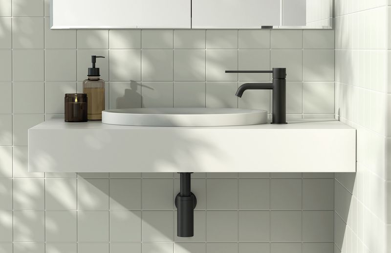 Vivid Slimline Basin Mixer Curved Outlet with Extended Lever