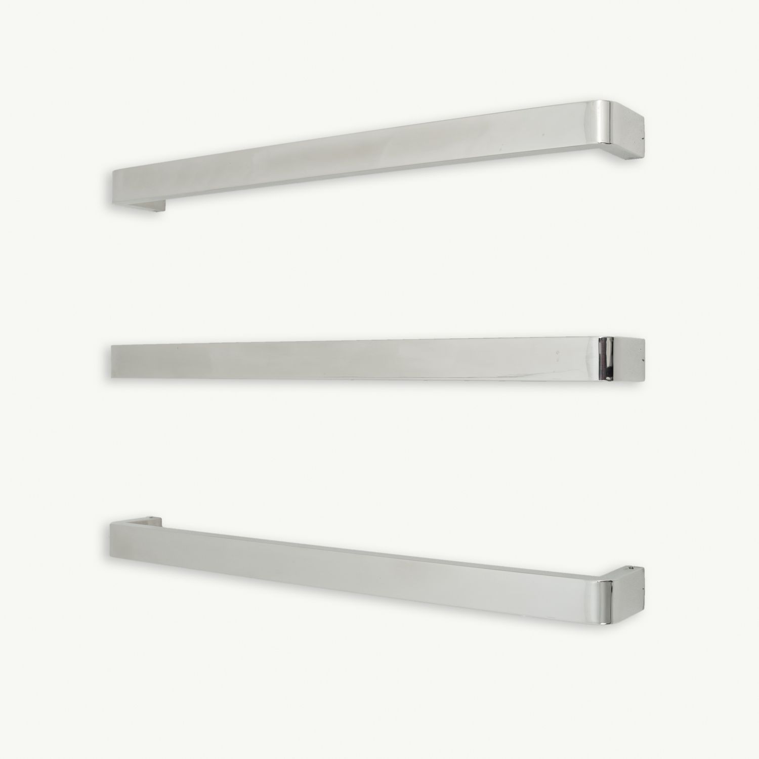 Vail Heated Single Square Bar with Rounded Ends, Colour: Mirror Polished, Size: 650mm