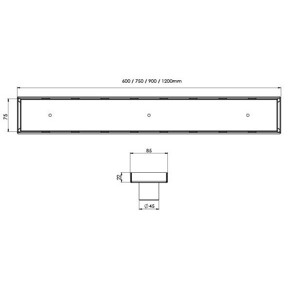 Phoenix Flat Channel Drain TI 75